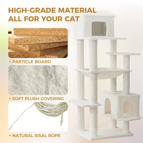 Manufacturer Custom Luxury High Quality Modern Large Light Gray Plush Cat Tree Tower for Wholesale & OEM Programs detail