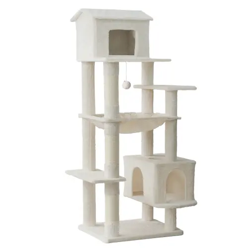 Manufacturer Custom Luxury High Quality Modern Large Light Gray Plush Cat Tree Tower for Wholesale & OEM Programs