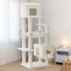 Manufacturer Custom Luxury High Quality Modern Large Light Gray Plush Cat Tree Tower for Wholesale & OEM Programs view 2