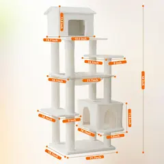 Manufacturer Custom Luxury High Quality Modern Large Light Gray Plush Cat Tree Tower for Wholesale & OEM Programs view 4