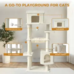 Manufacturer Custom Luxury High Quality Modern Large Light Gray Plush Cat Tree Tower for Wholesale & OEM Programs view 5