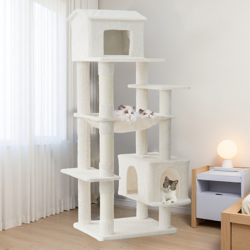 Manufacturer Custom Luxury High Quality Modern Large Light Gray Plush Cat Tree Tower for Wholesale & OEM Programs detail