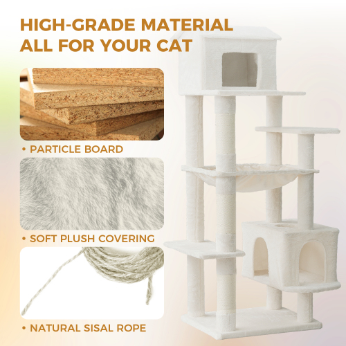 Manufacturer Custom Luxury High Quality Modern Large Light Gray Plush Cat Tree Tower for Wholesale & OEM Programs view 3
