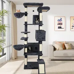 Cheap Multilevel Dark Gray Modern Wood Cat Tree Tower Platform Large Wide Base Condo for Wholesale & OEM Programs view 1