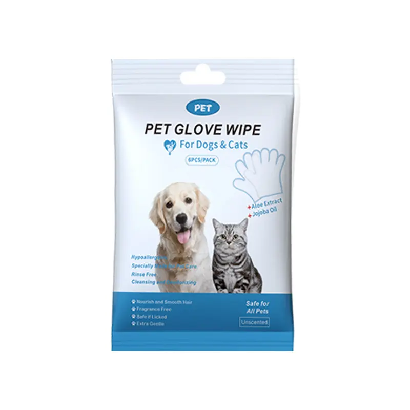 High Quality Soft Non-Woven Pet Cleaning Gloves Dog Cat Wash-Free Wet Wipes 15x15cm for Dogs for Wholesale & OEM Programs detail