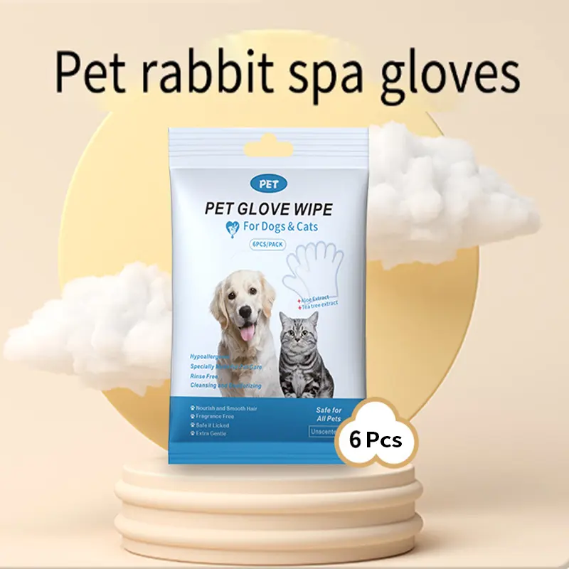 High Quality Soft Non-Woven Pet Cleaning Gloves Dog Cat Wash-Free Wet Wipes 15x15cm for Dogs for Wholesale & OEM Programs detail