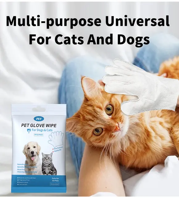 High Quality Soft Non-Woven Pet Cleaning Gloves Dog Cat Wash-Free Wet Wipes 15x15cm for Dogs for Wholesale & OEM Programs