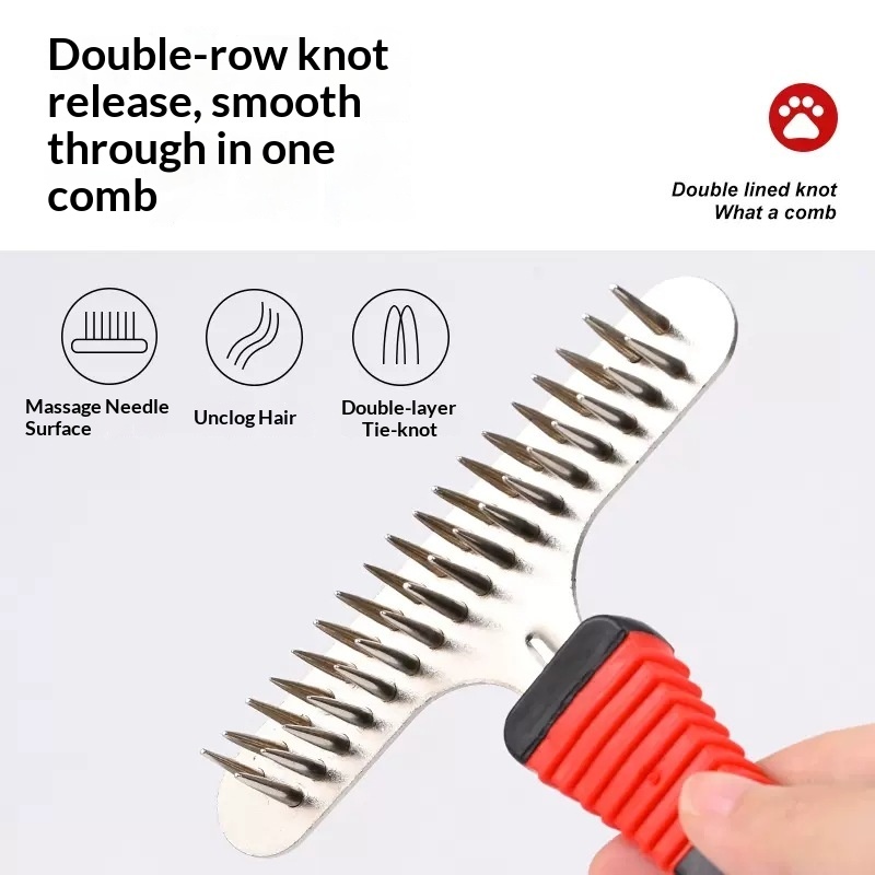 Pet Detangling Brush for Long-Haired Dogs & Cats Long-Toothed Straight-Row Comb for dogs, cats for Wholesale & OEM Programs detail