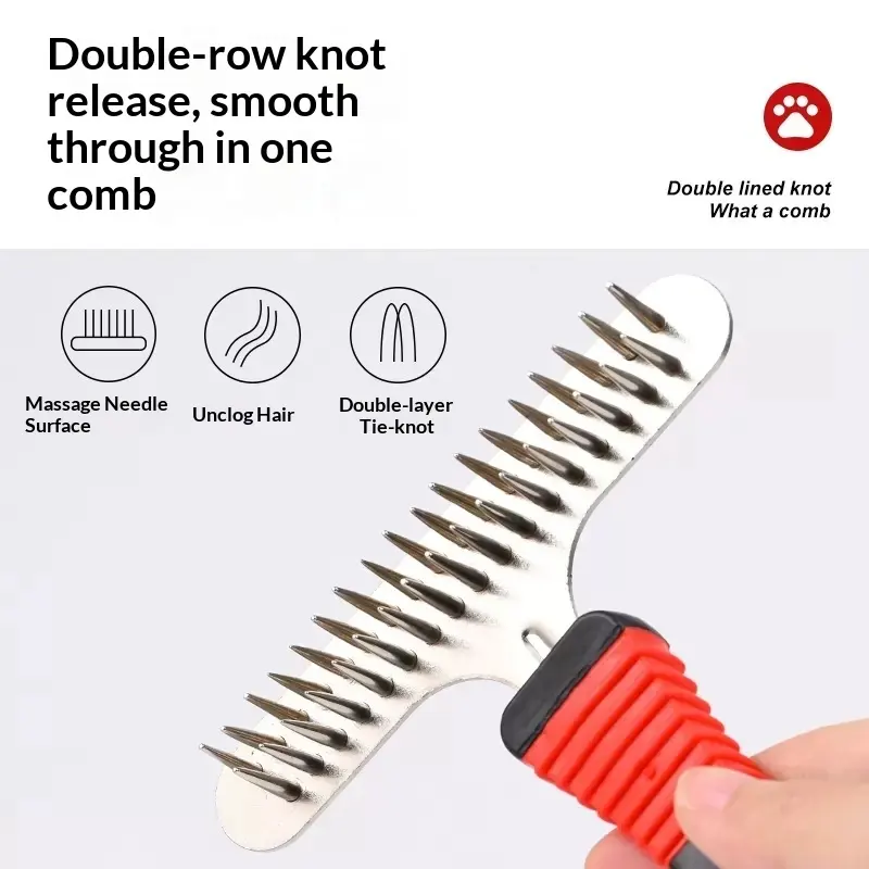 Pet Detangling Brush for Long-Haired Dogs & Cats Long-Toothed Straight-Row Comb for dogs, cats for Wholesale & OEM Programs detail