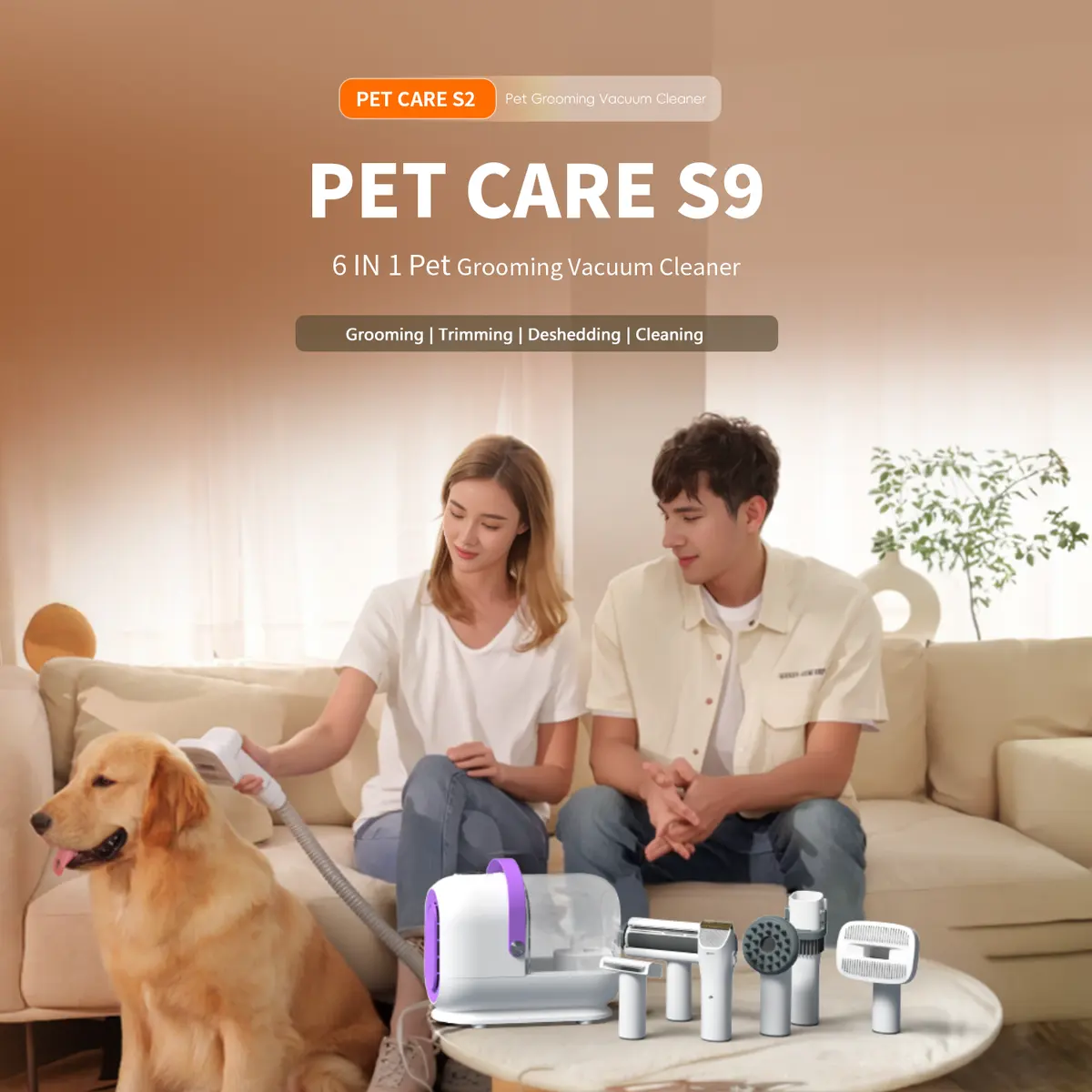 6-in-1 Pet Vacuum Grooming Kit Clipper Low Noise Dog Hair Remover Handheld Cat Vacuum for Wholesale & OEM Programs detail