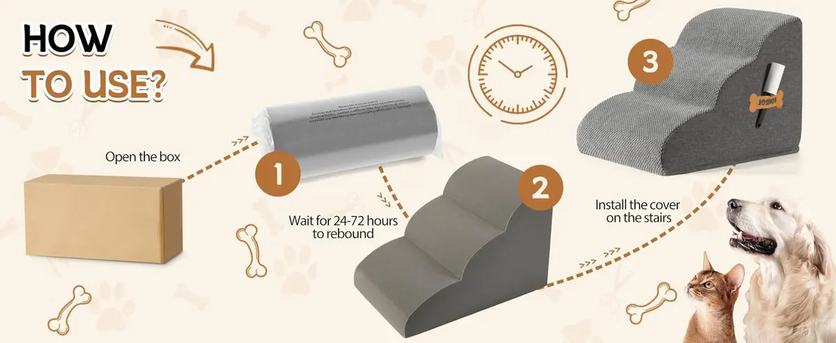 Pet Staircase Removable Foam Steps Daily Care Supplies for climbing onto sofas and beds for Wholesale & OEM Programs detail