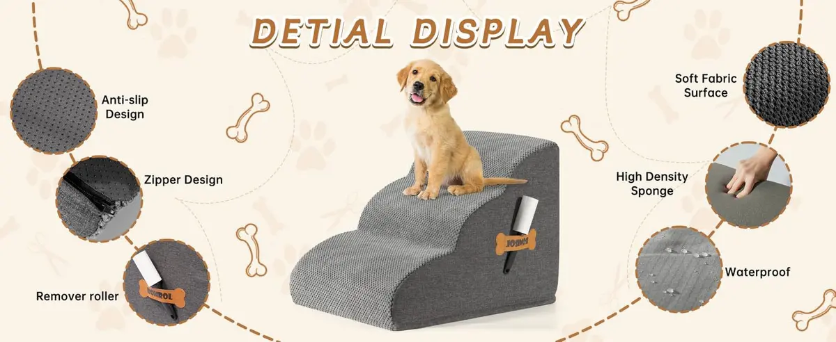 Pet Staircase Removable Foam Steps Daily Care Supplies for climbing onto sofas and beds for Wholesale & OEM Programs detail