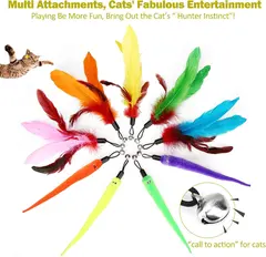 Purple Blue Retractable Funny Pet Toys Interactive Indoor Chicken Feather Cat Game for Cats for Wholesale & OEM Programs view 2
