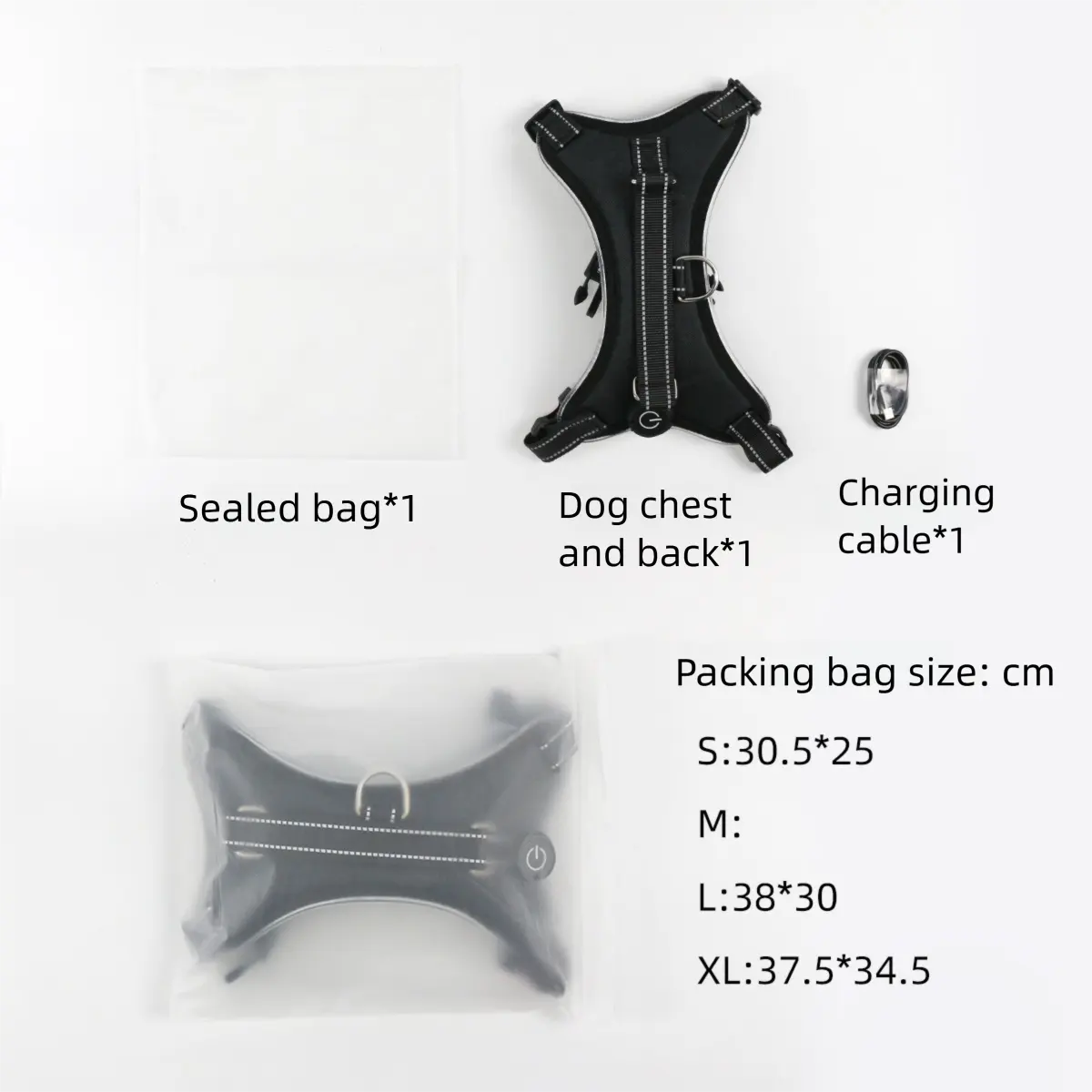 Custom Large RGB LED Light Reflective Dog Harness Rechargeable Oxford Vest Winter for Dogs for Wholesale & OEM Programs detail