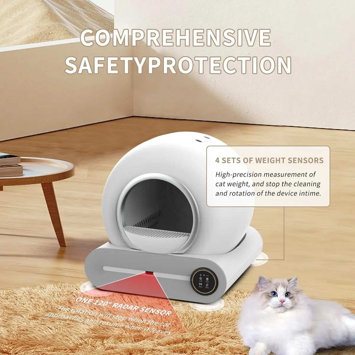 Cat Smart Automatic Self-Cleaning Electronic Deodorizing Open Top Sandbox Easy Clean for Wholesale & OEM Programs detail