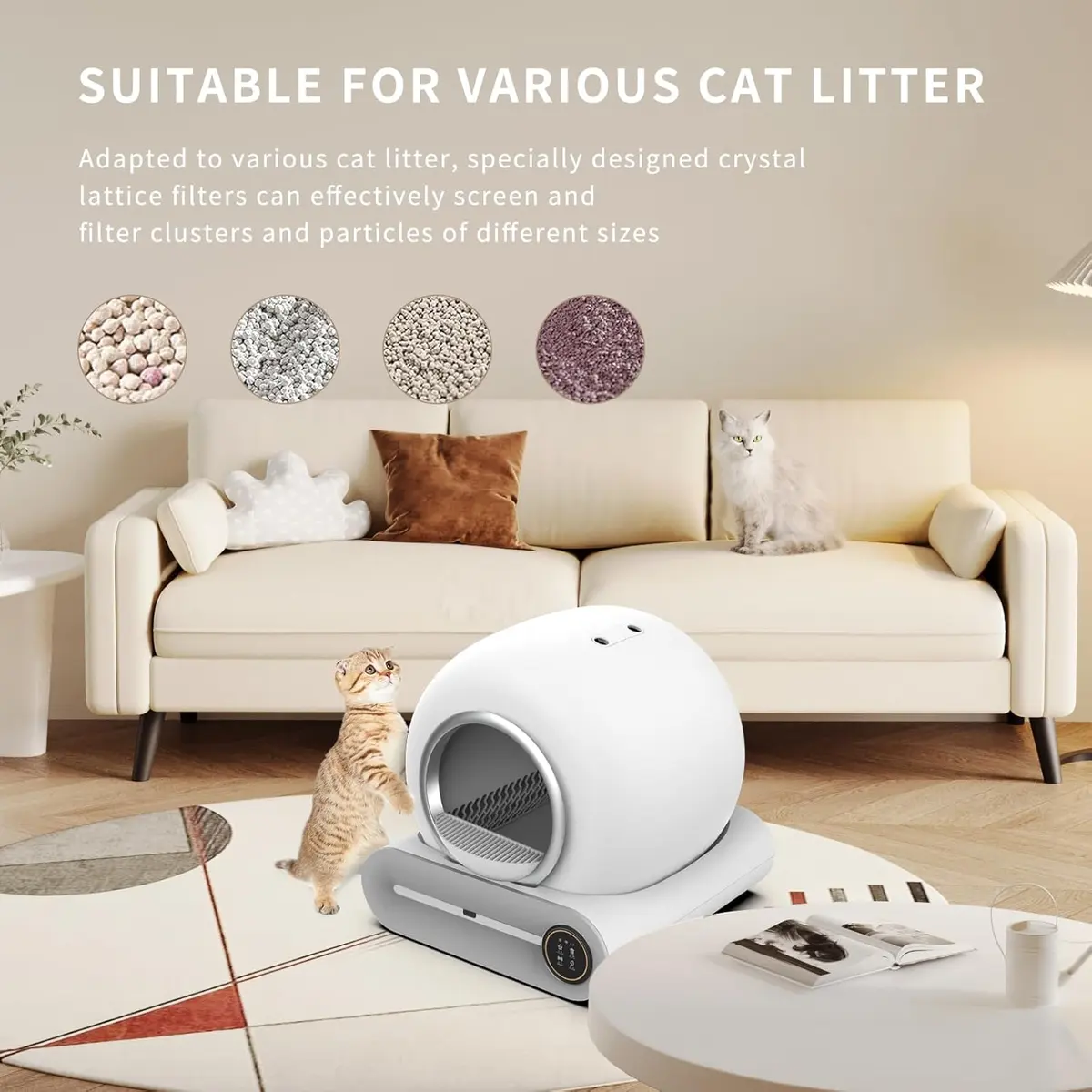 Cat Smart Automatic Self-Cleaning Electronic Deodorizing Open Top Sandbox Easy Clean for Wholesale & OEM Programs detail