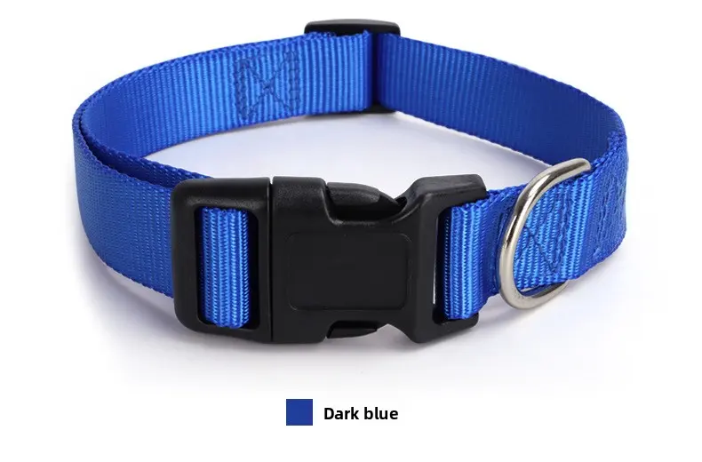 Spot Pet Supplies Simple Solid Color Collar Dog Leash Can Be Embroidered Silk Screen for Wholesale & OEM Programs detail