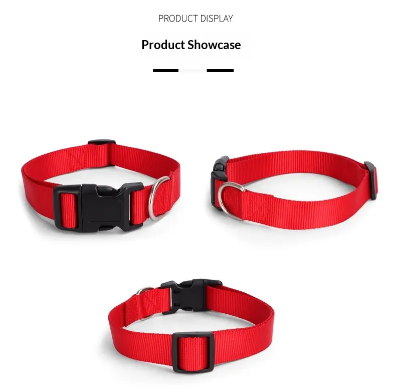 Spot Pet Supplies Simple Solid Color Collar Dog Leash Can Be Embroidered Silk Screen for Wholesale & OEM Programs detail