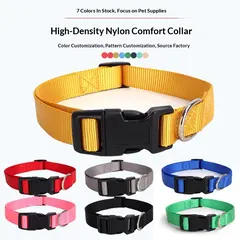 Spot Pet Supplies Simple Solid Color Collar Dog Leash Can Be Embroidered Silk Screen for Wholesale & OEM Programs view 2