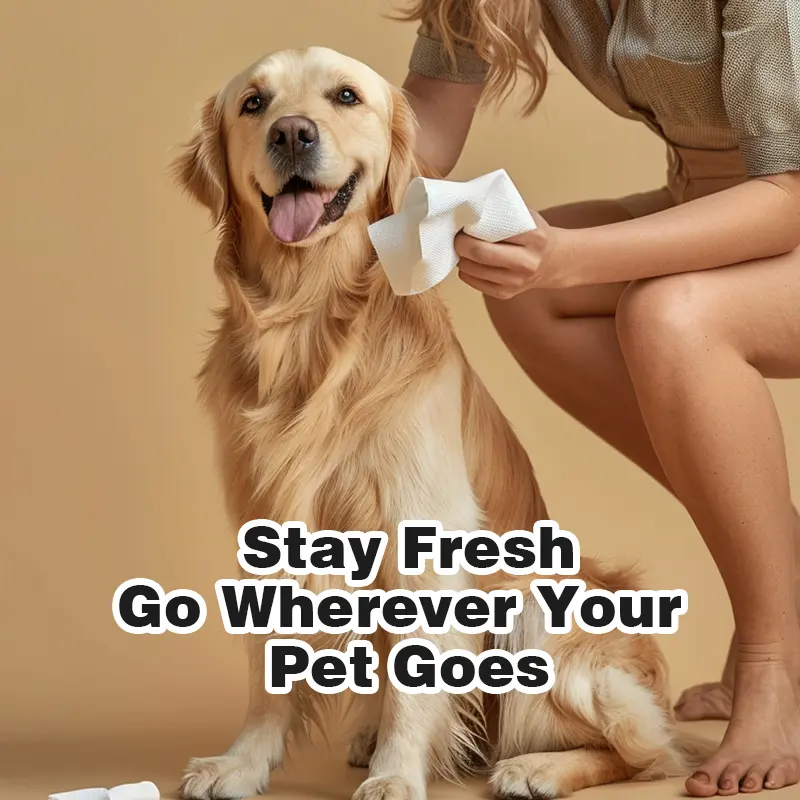 Pet Wet Wipes Single Pack Dog Fruit Scent Spunlace Material Disposable No-Wash for Dogs for Wholesale & OEM Programs detail