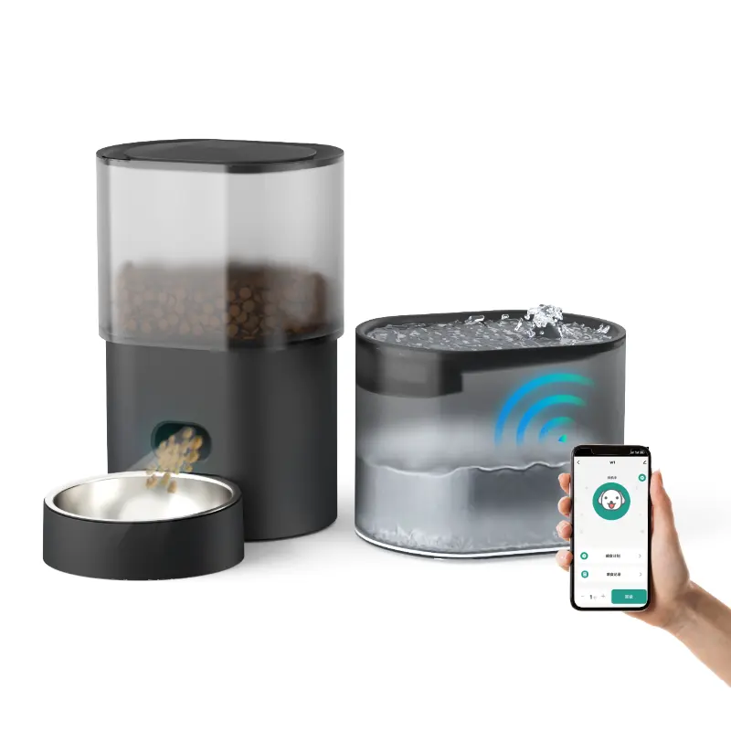 Portable Stainless Steel Plastic Smart Large Fountain Water Food Bowl Dispenser Eco-Friendly Automatic Dog Feeder Kit Pet for Wholesale & OEM Programs