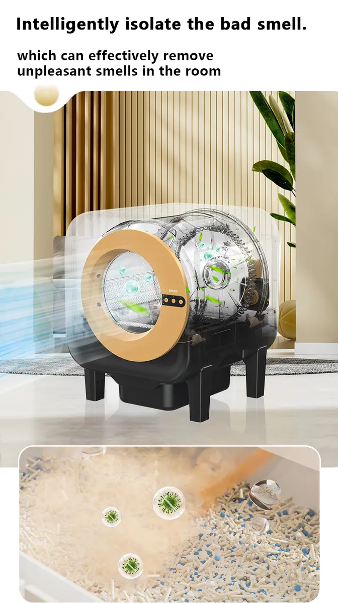 Hot Sale Smart Automatic Self-Cleaning Electronic Deodorizing Open Top Cat Litter Box Convenience Easy Clean Cat Accessory detail