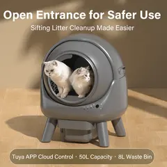 Easy Clean Smart 50 Liter Automatic Self-Cleaning Cat Litter Box Modern Plastic Cat for Cats for Wholesale & OEM Programs view 2