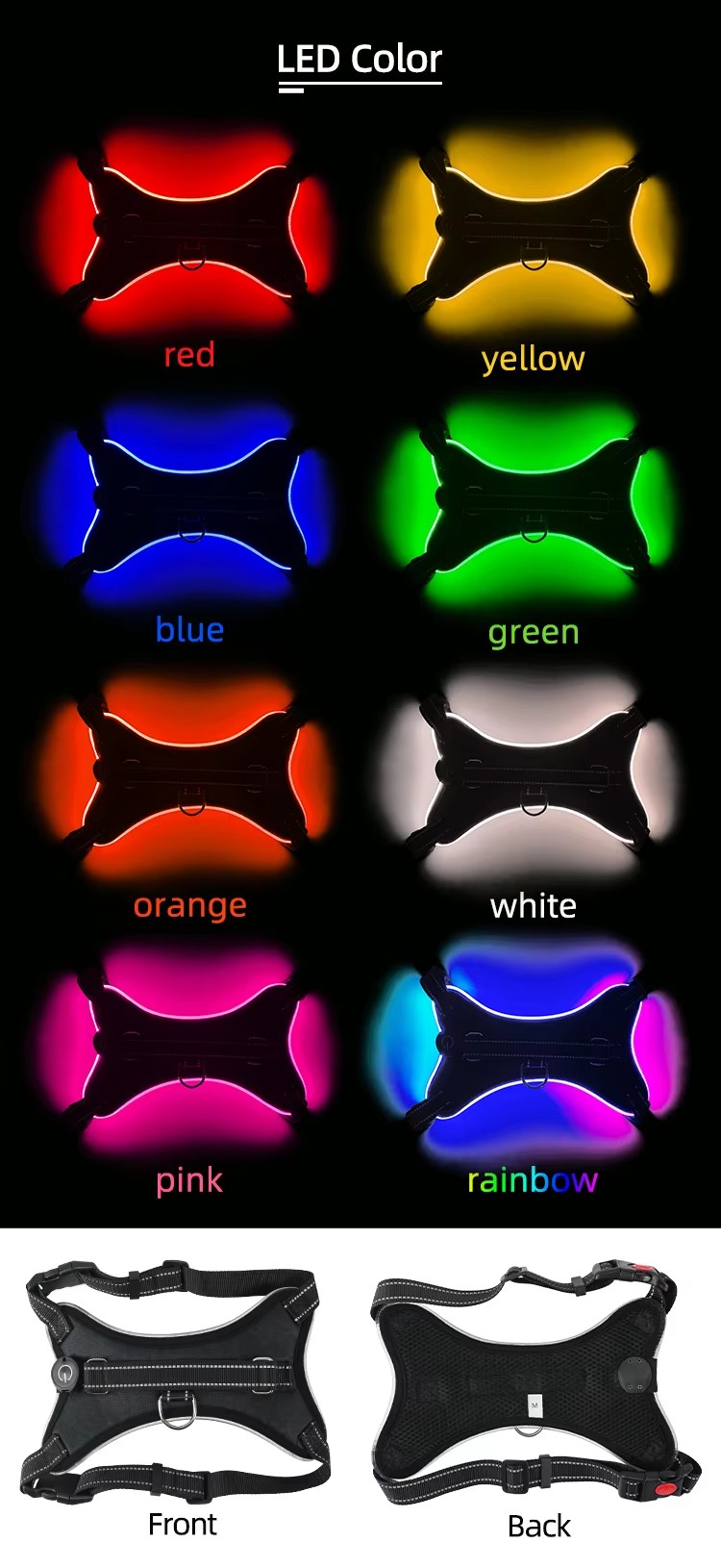 Source Manufacturers LED Optical Fiber Edge Bone Contour Light-emitting Saddle Type for Dogs for Wholesale & OEM Programs detail