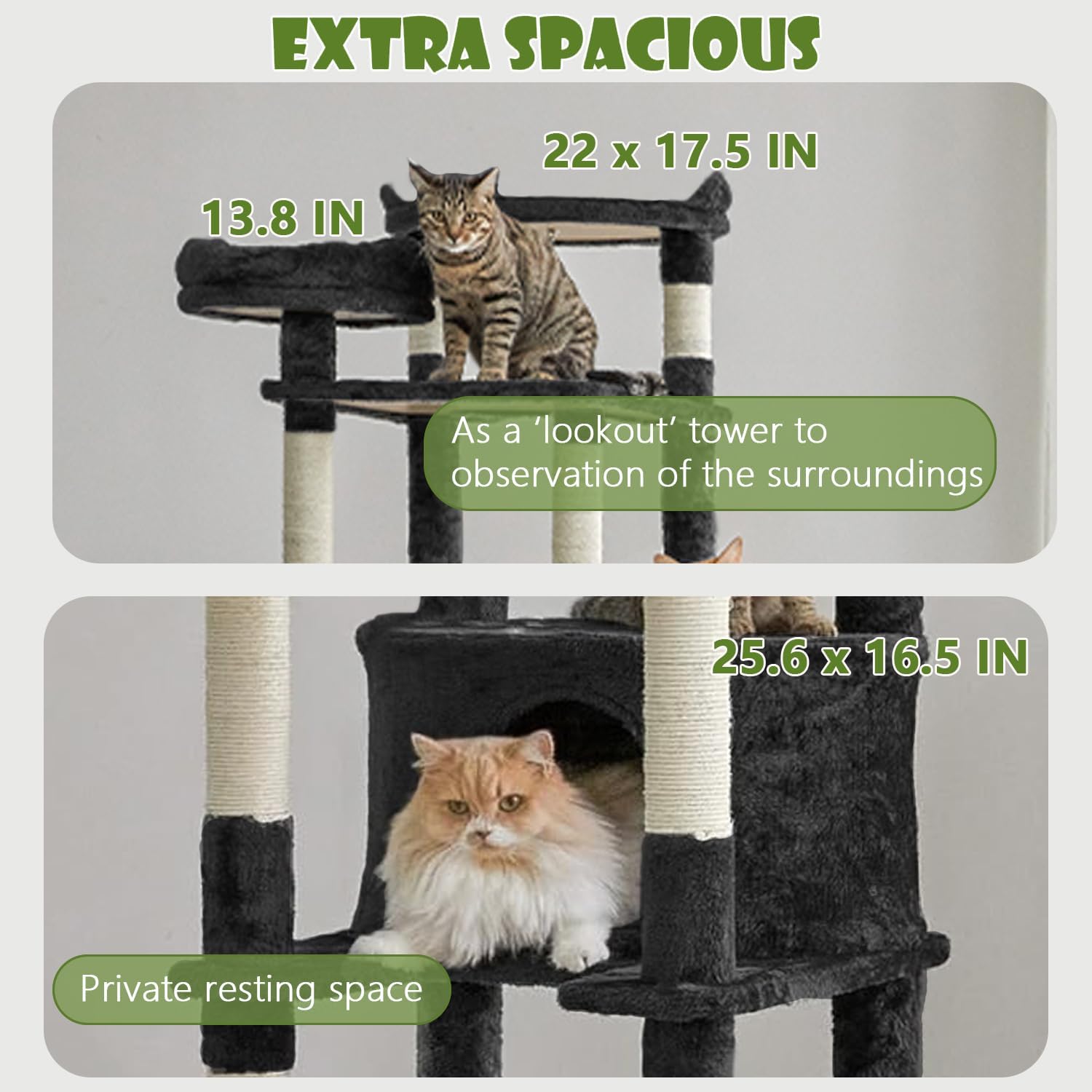 Tall 78.8in Dark Gray Cat Tree Multilevel Cat Tower Large Platform Wide Base Adult for Cats for Wholesale & OEM Programs view 3