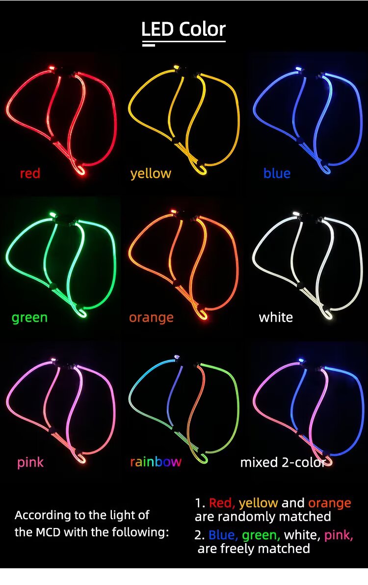 USB 6MM Optical Fiber Dog Harness LED Glowing Dog Vest for Walking the Dog at Night for Dogs for Wholesale & OEM Programs detail