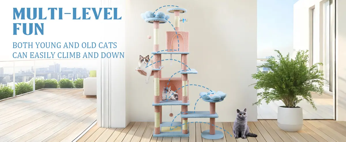 Factory Luxury Wood Fabric Cat Tree Pet Tower JRCT135 for Cats for Wholesale & OEM Programs detail