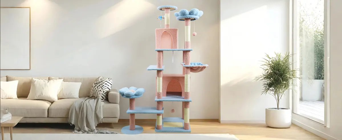 Factory Luxury Wood Fabric Cat Tree Pet Tower JRCT135 for Cats for Wholesale & OEM Programs detail