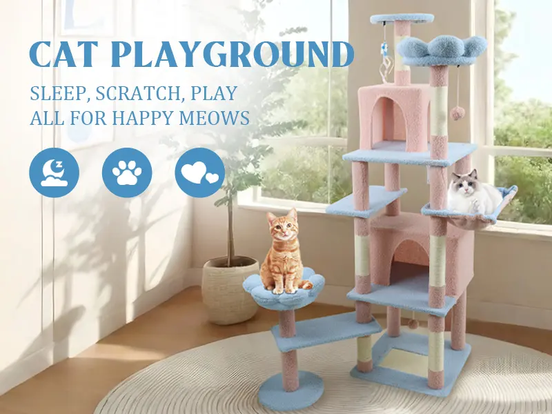 Factory Luxury Wood Fabric Cat Tree Pet Tower JRCT135 for Cats for Wholesale & OEM Programs detail