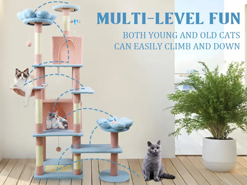 Factory Luxury Wood Fabric Cat Tree Pet Tower JRCT135 for Cats for Wholesale & OEM Programs detail
