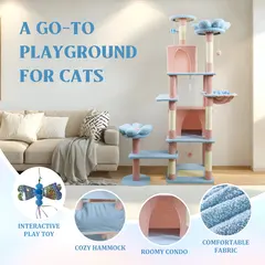 Factory Luxury Wood Fabric Cat Tree Pet Tower JRCT135 for Cats for Wholesale & OEM Programs view 2